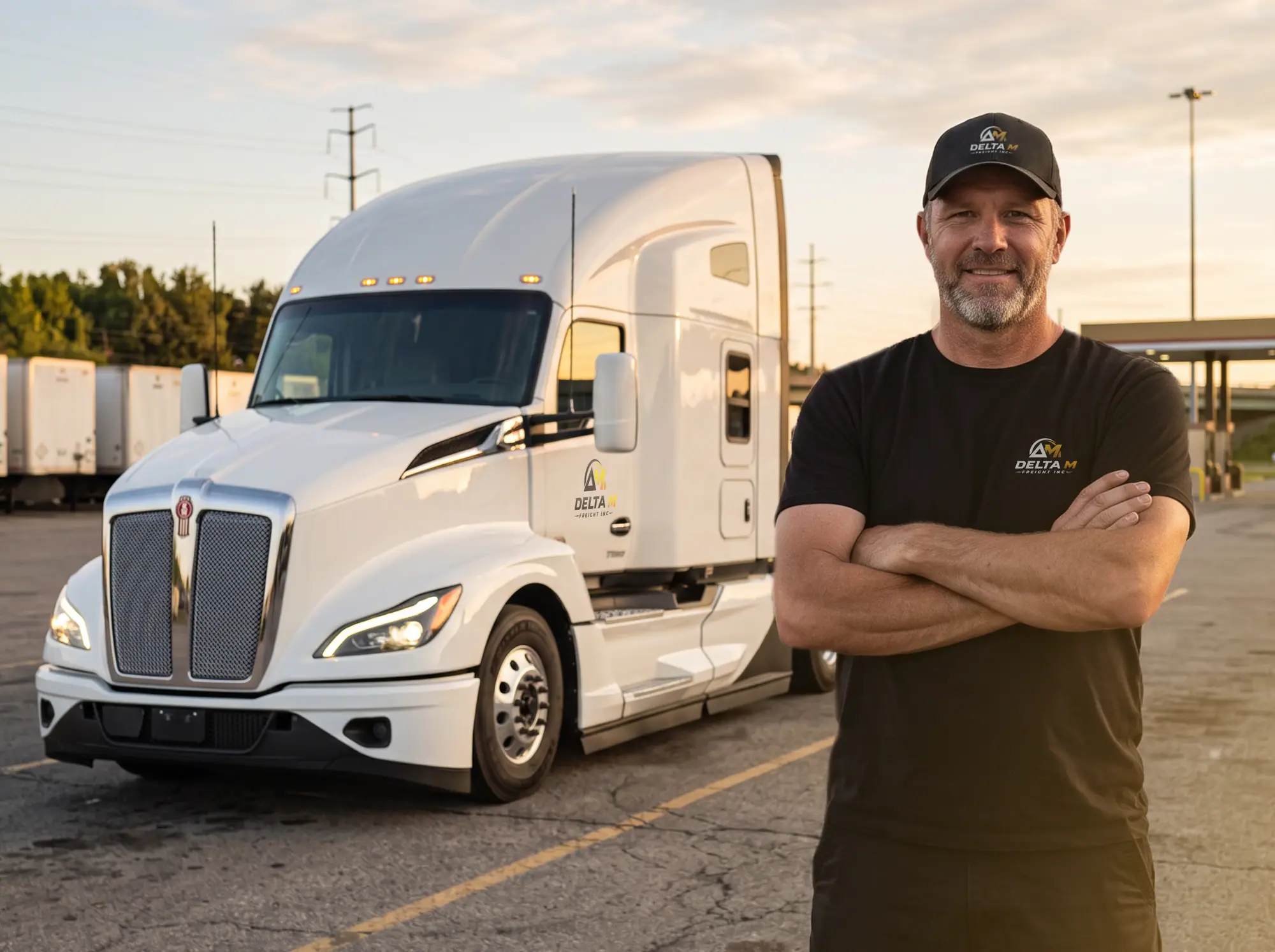 Company driver beside an assigned truck